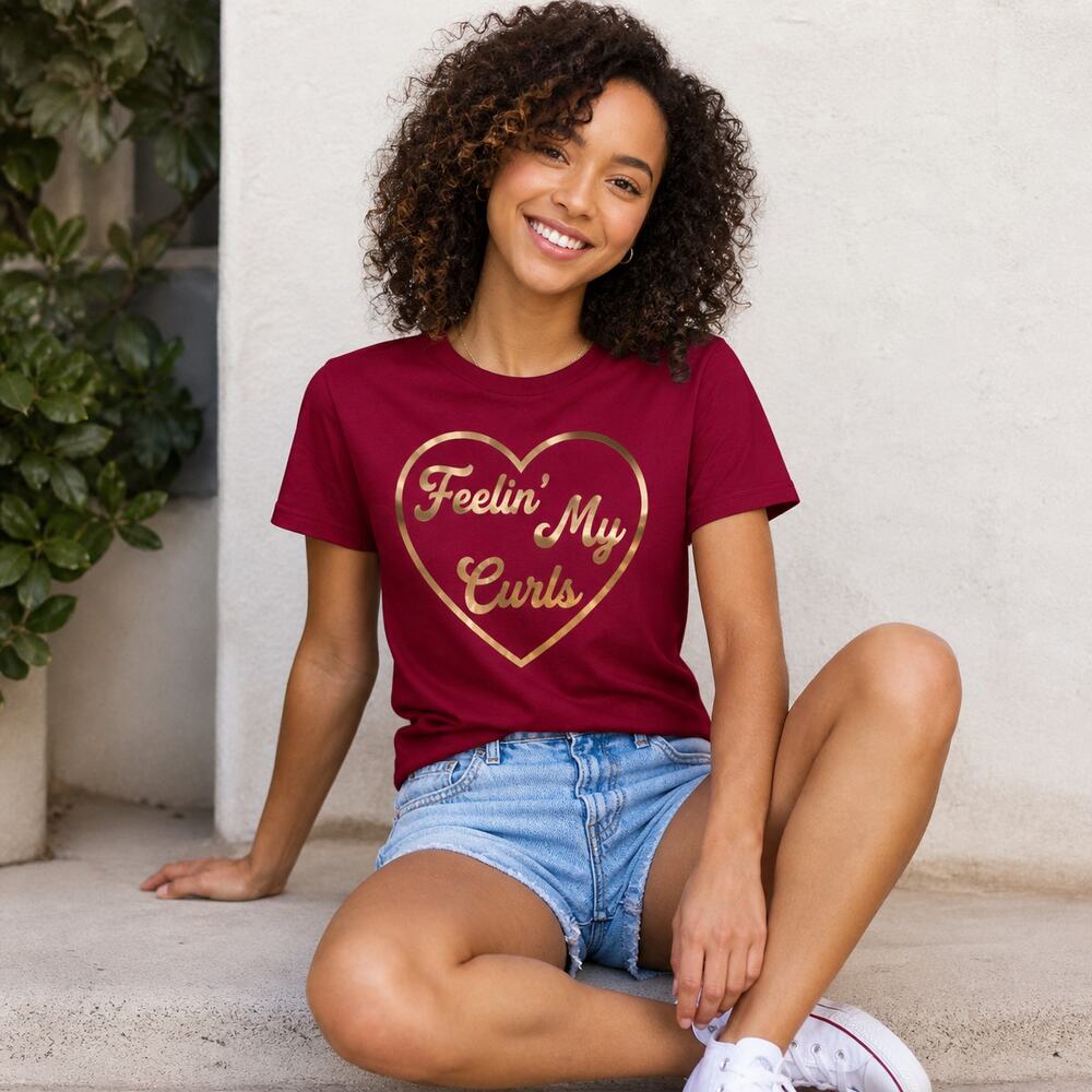 Fifth Sun Feelin My Curls Shirt Womens XXS Burgundy Gold Graphic Tee NWT
